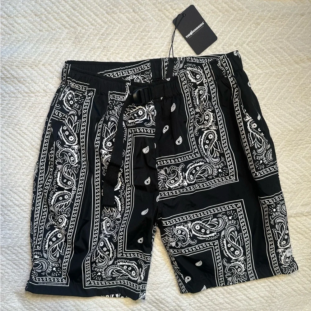 The Hundreds Black and White Bandana Shorts - Picture 1 of 5